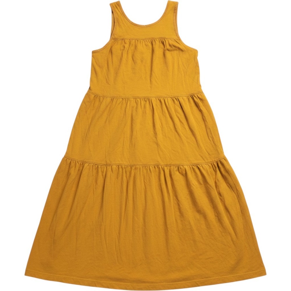 Everlane Mustard Yellow Tiered Cotton‎ Maxi Dress Sleeveless XS Scoop Neck Flowy